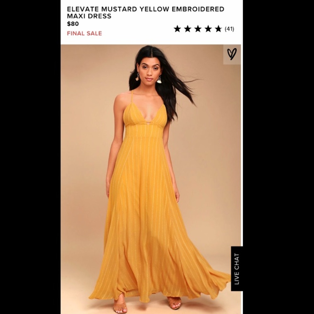 ELEVATE MUSTARD YELLOW EMBROIDERED MAXI DRESS